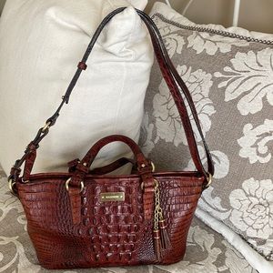 Brahmin Pecan Color purse with Dual handles and shoulder trap. Dust bag.
